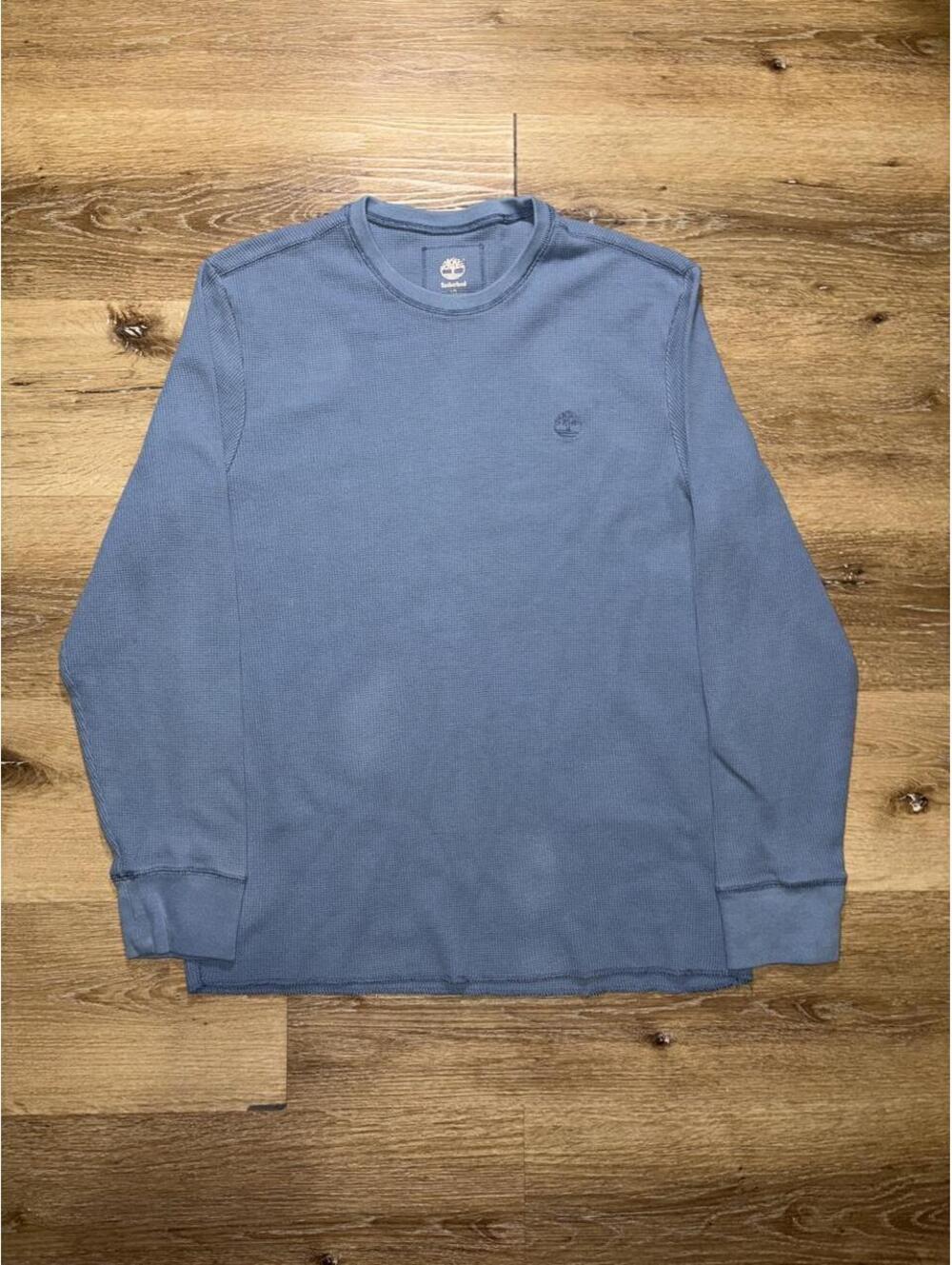 Timberland Men’s Large Blue Waffle Knit Long Sleeve Shirt